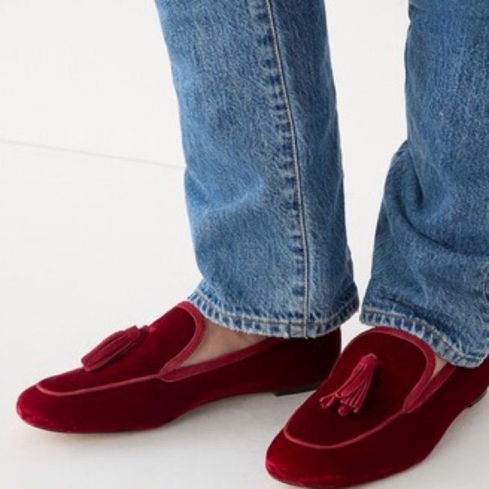 J Crew Marie Tassel Loafers in Velvet - Picture 2 of 10